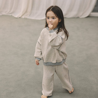 Toddler Mel SP26 Stitch Detail Long Sleeve Sweatshirt and Pull-On Pants Set (1-8y) - 2 Colors - AT NOON STORE