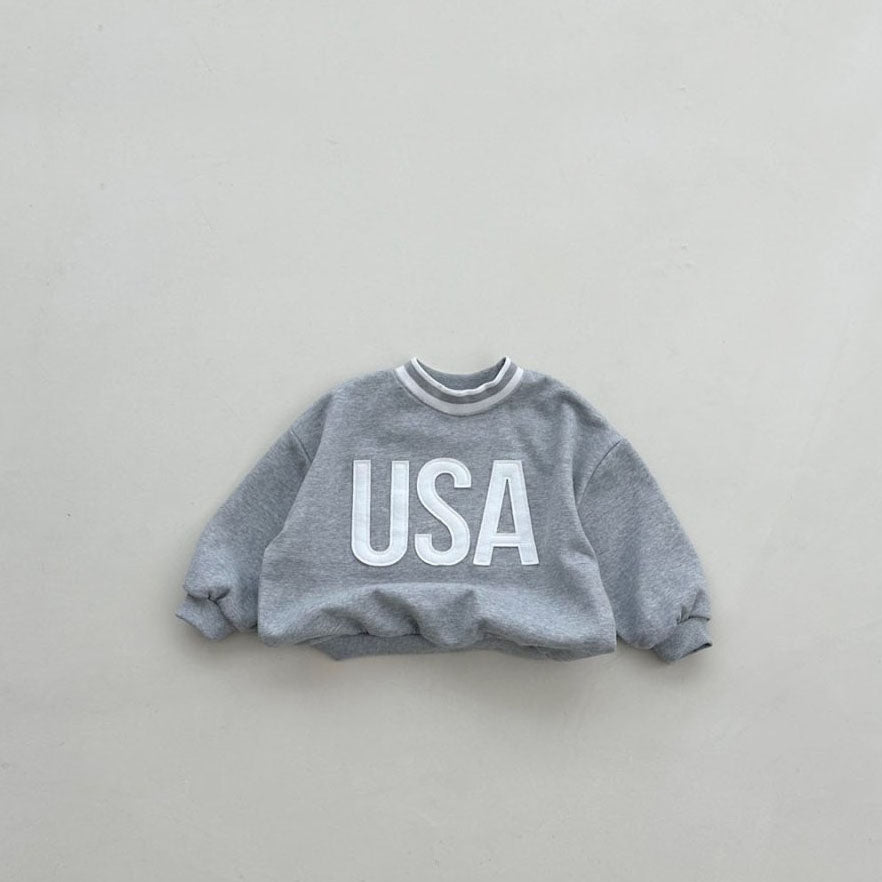 Toddler S25 Stripe Rib Crew Neck 'USA' Patch Sweatshirt (2-6y) - 3 Colors