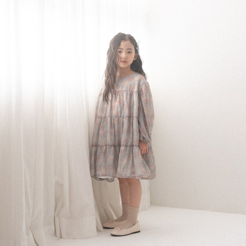 Toddler Anggo SP26 Floral Balloon Sleeve Chiffon Dess(1-6y) - 2 Colors - AT NOON STORE