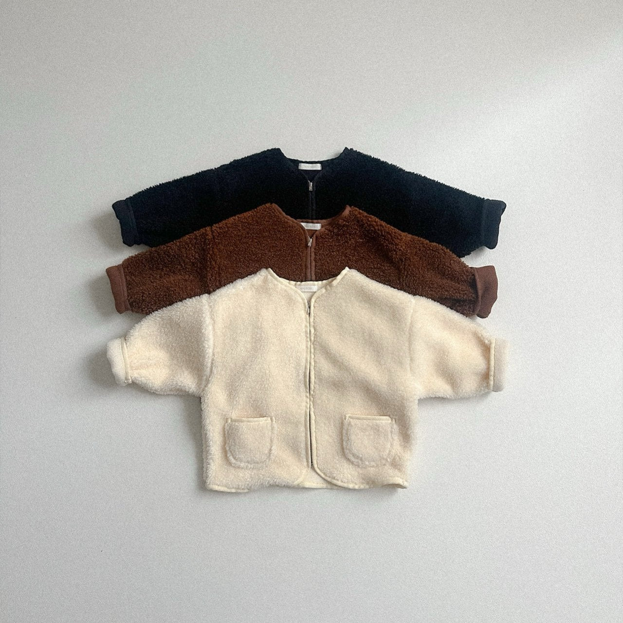 Toddler W25 Fleece Lined Sherpa Zip Up Jacket (10m-4y) - Ivory - AT NOON STORE