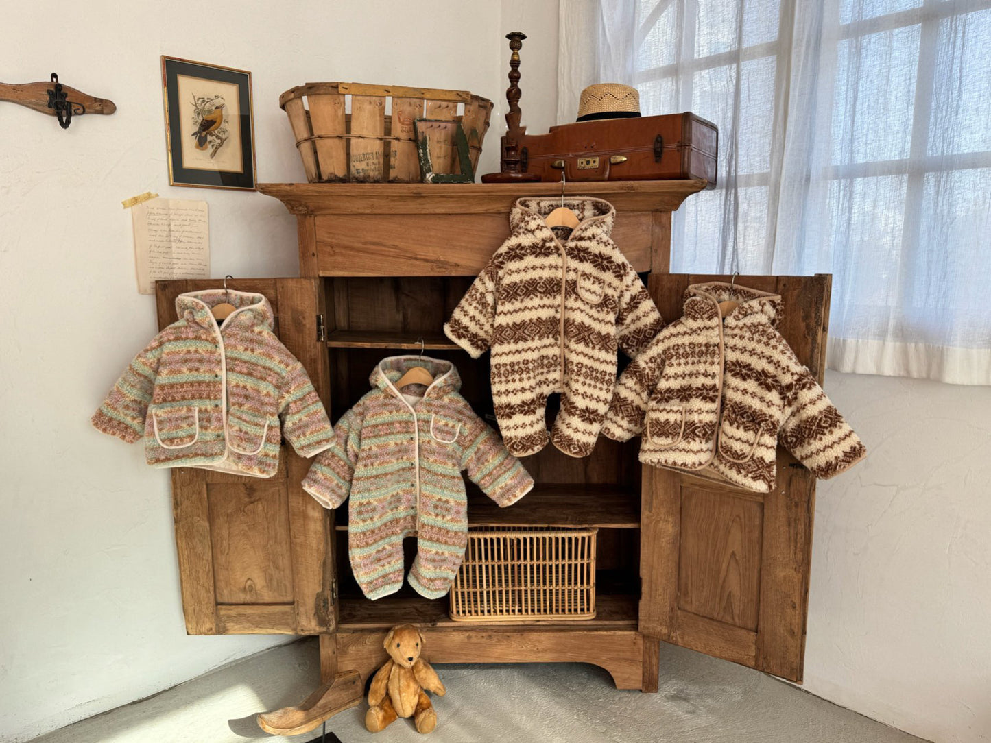 Baby W25 Sherpa Lined Reversible Hooded Romper with Hood (3-18m) - 2 Colors