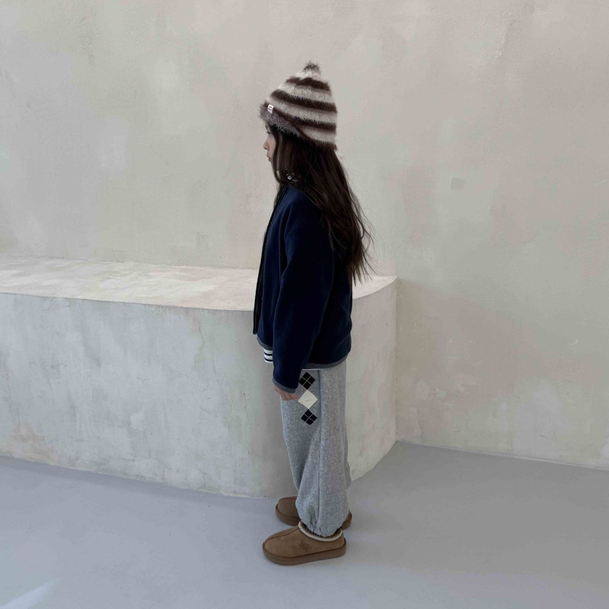 Toddler W25 Warm Terry Cloth Argyle Jogger Pants (3-7y) - 2 Colors