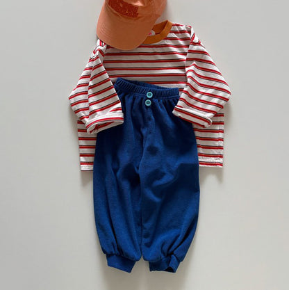 Toddler SP26 Multi Stripe Long Sleeve Loose Fit Top  (1-6y) - Red - AT NOON STORE