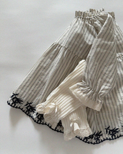 Baby/Toddler Aosta SP26 Lace and Bow Detail Ribbed Leggings (3m-5y)- 2 Colors - AT NOON STORE