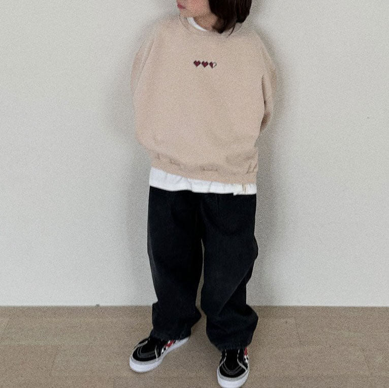 Toddler Loading Heart Embroidery Sweatshirt (2-3, 5-6y) - 3colors - AT NOON STORE