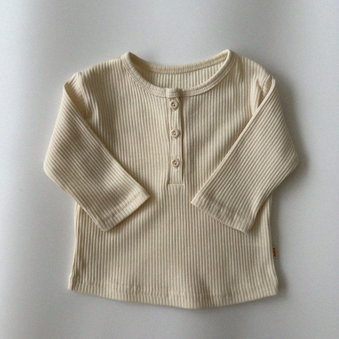 Baby/Toddler Aosta F26 RIbbed Henry Neck Long Sleeve Top (3m-5y) - 4 Colors