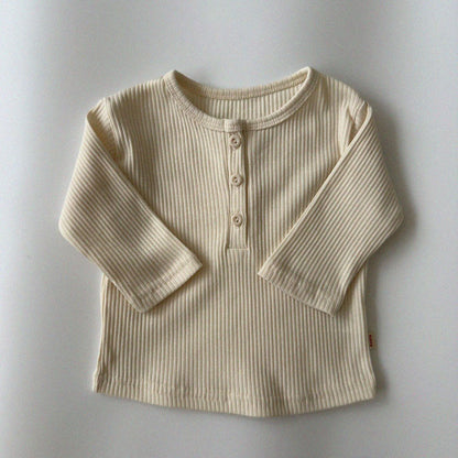 Baby/Toddler Aosta F26 RIbbed Henry Neck Long Sleeve Top (3m-5y) - 4 Colors