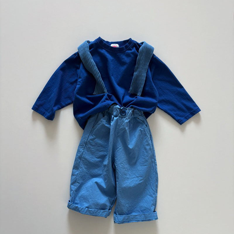 Toddler SP26 Basic Long Sleeve Loose Fit Top  (1-6y) - Blue - AT NOON STORE