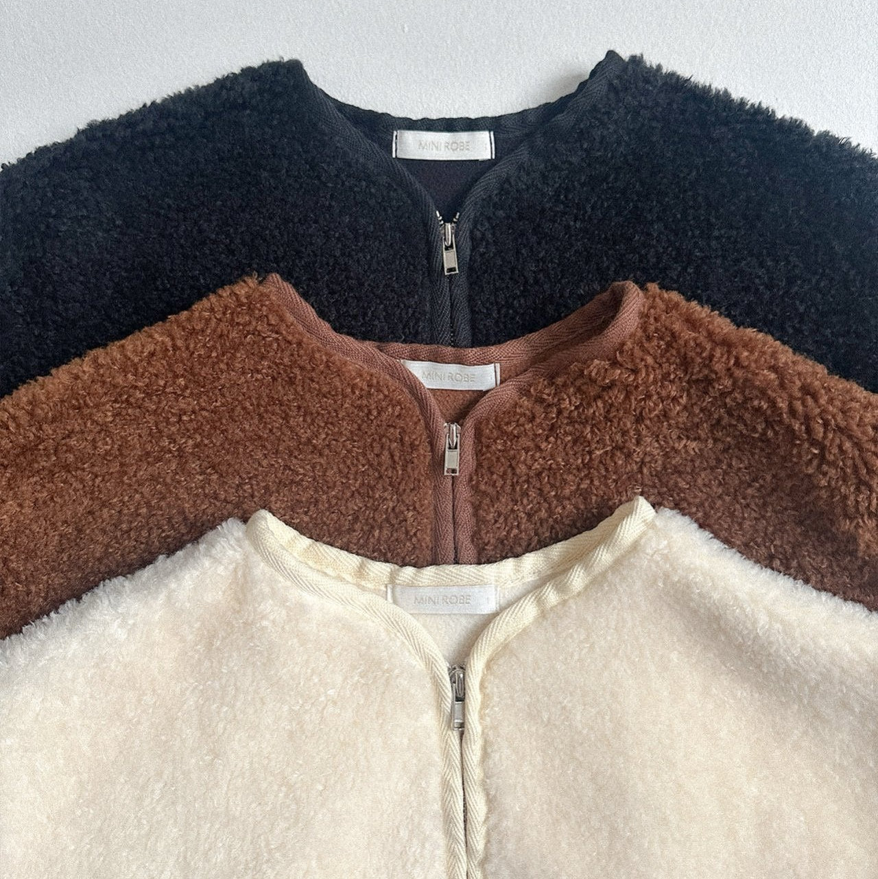 Toddler W25 Fleece Lined Sherpa Zip Up Jacket (10m-4y) - Ivory - AT NOON STORE