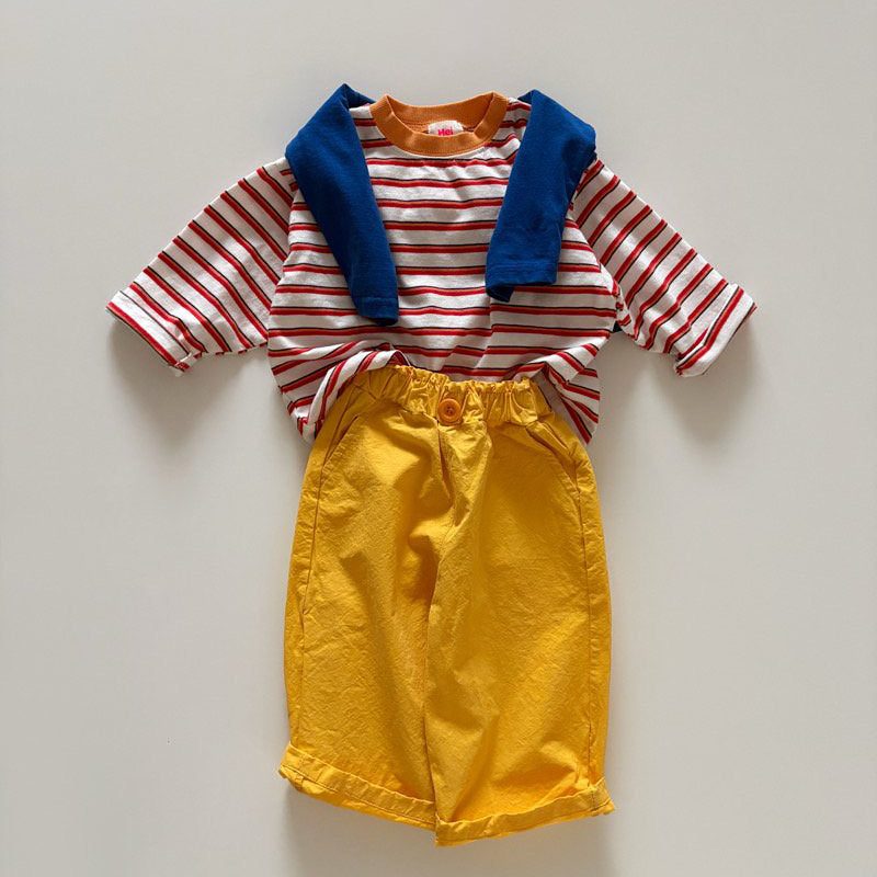 Toddler SP26 Multi Stripe Long Sleeve Loose Fit Top  (1-6y) - Red - AT NOON STORE