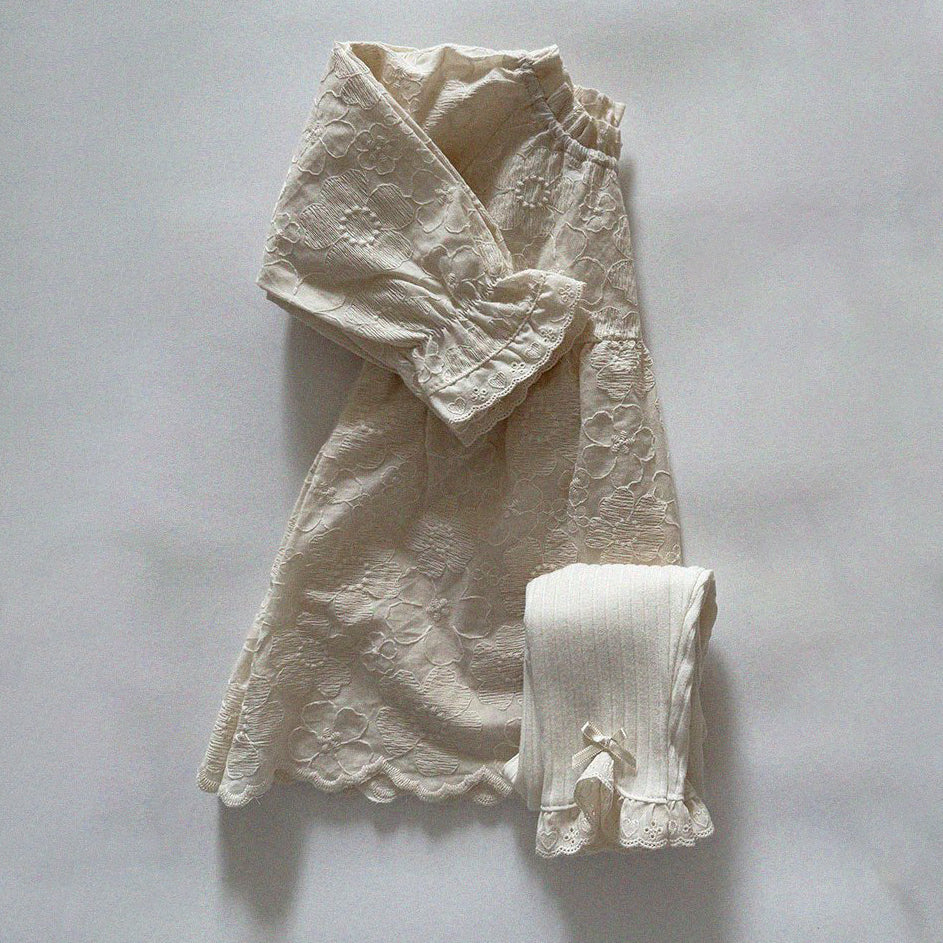 Baby/Toddler Aosta SP26 Lace and Bow Detail Ribbed Leggings (3m-5y)- 2 Colors - AT NOON STORE