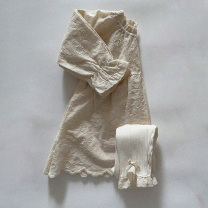 Baby/Toddler Aosta SP26 Lace and Bow Detail Ribbed Leggings (3m-5y)- 2 Colors - AT NOON STORE