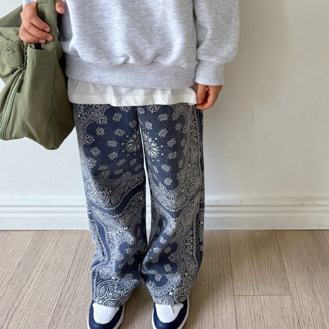 Kids SP26 Paisley Print Pull-on Pants (2-7y) - 2 Colors - AT NOON STORE