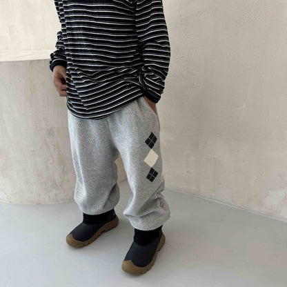Toddler W25 Warm Terry Cloth Argyle Jogger Pants (3-7y) - 2 Colors