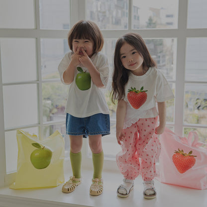 Toddler Land SS26 Strawberry Gingham Jogger Pants (1-6y) -  Red - AT NOON STORE