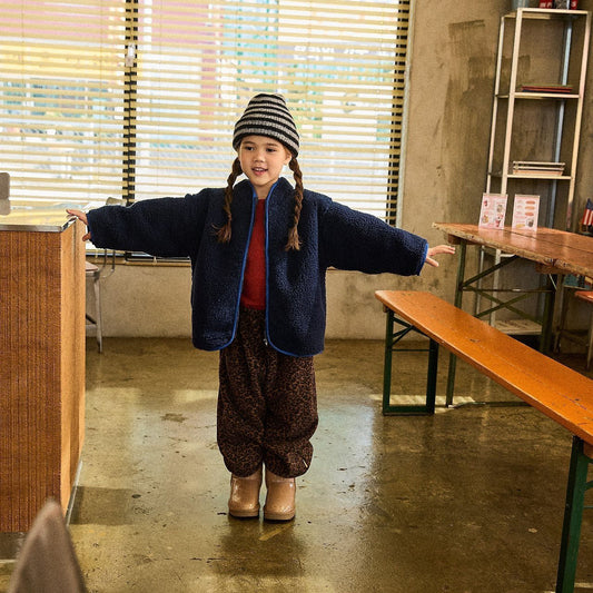 Toddler FW26 Sherpa Mock Neck Zip-Up Jacket (4m-6y) - Navy