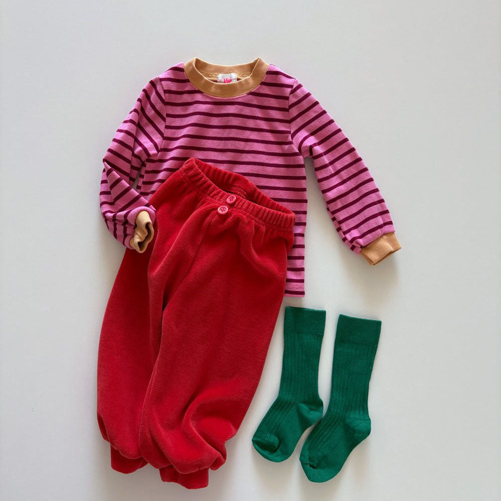 Toddler F26 Contrast Trim Stripe Long Sleeve Top (1-6y) - 2 Colors