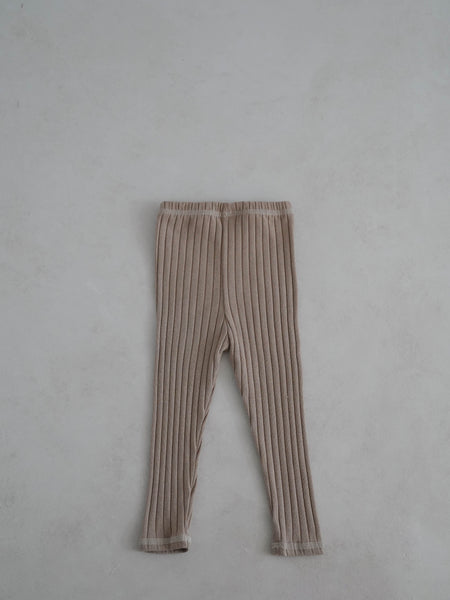 Toddler Stitch Detail Ribbed Top and Pants Set  (1-6y)- Beige