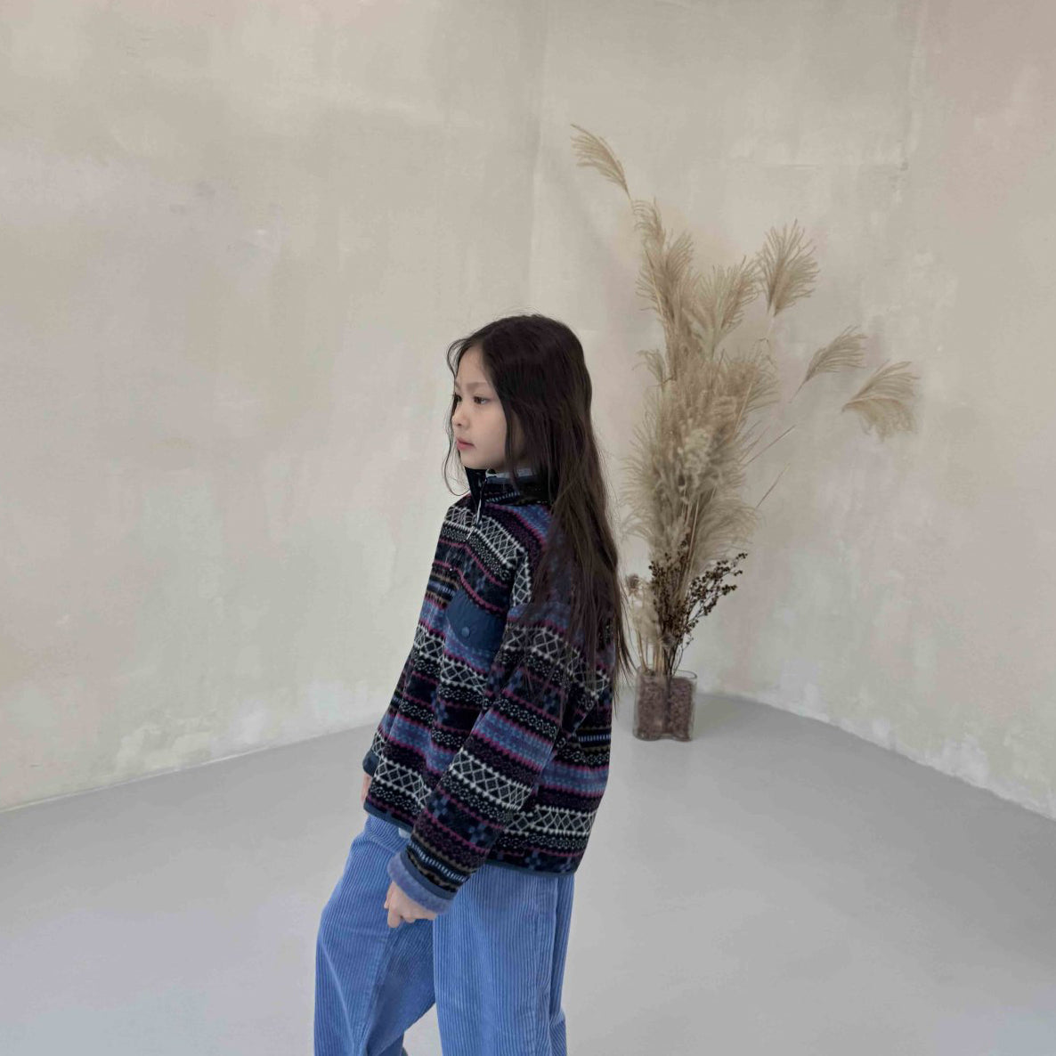 Toddler W25 Fair Isle Fleece Half Zip Mock Neck Top (3-10y) - 2 Colors