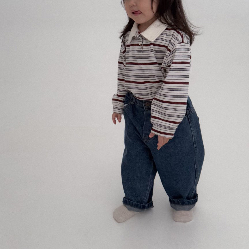 Toddler Bella F25 Collared Stripe Long Sleeve Top (1-6y) - 2 Colors