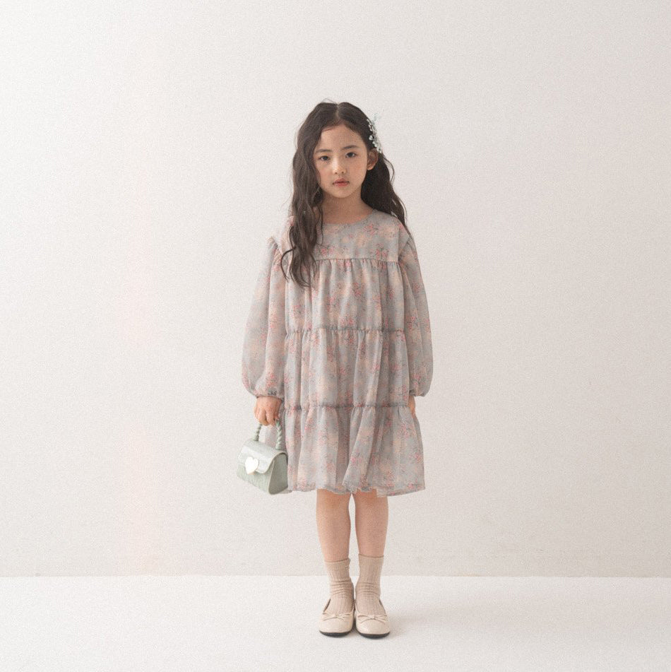 Toddler Anggo SP26 Floral Balloon Sleeve Chiffon Dess(1-6y) - 2 Colors - AT NOON STORE