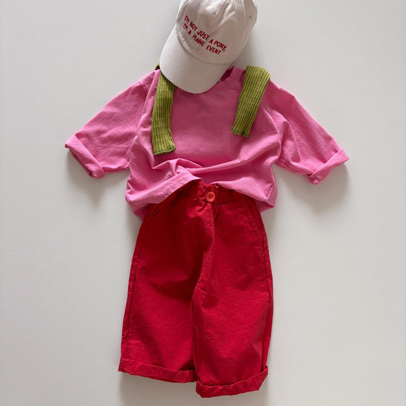 Toddler SP26 Frill Waist Pull-On Pants  (1-6y) - Red - AT NOON STORE