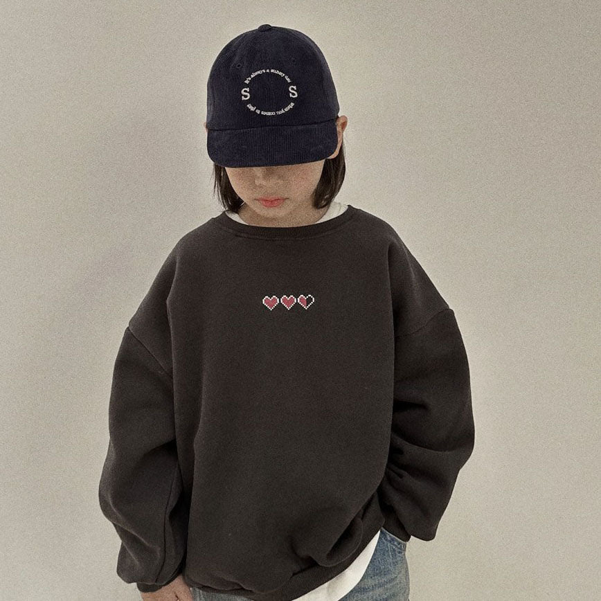 Toddler Loading Heart Embroidery Sweatshirt (2-3, 5-6y) - 3colors - AT NOON STORE