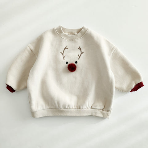 Toddler Mom  Fleece-Lined Reindeer Sweatshirt (2-4y, Mom)- Wine