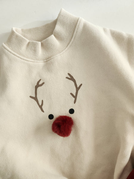 Toddler Mom  Fleece-Lined Reindeer Sweatshirt (2-4y, Mom)- Wine