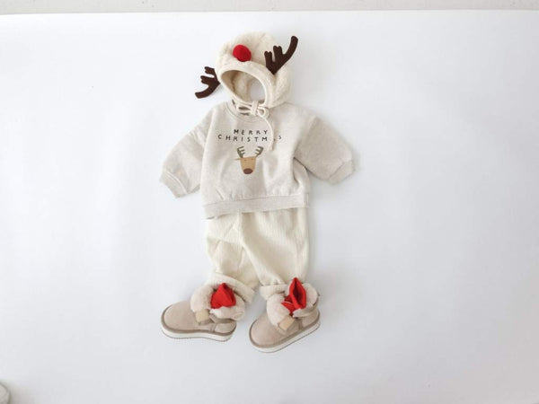 Baby Reindeer Merry Christmas Print Sweatshirt (0-36m)