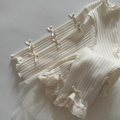 Baby/Toddler Aosta SP26 Lace and Bow Detail Ribbed Leggings (3m-5y)- 2 Colors - AT NOON STORE