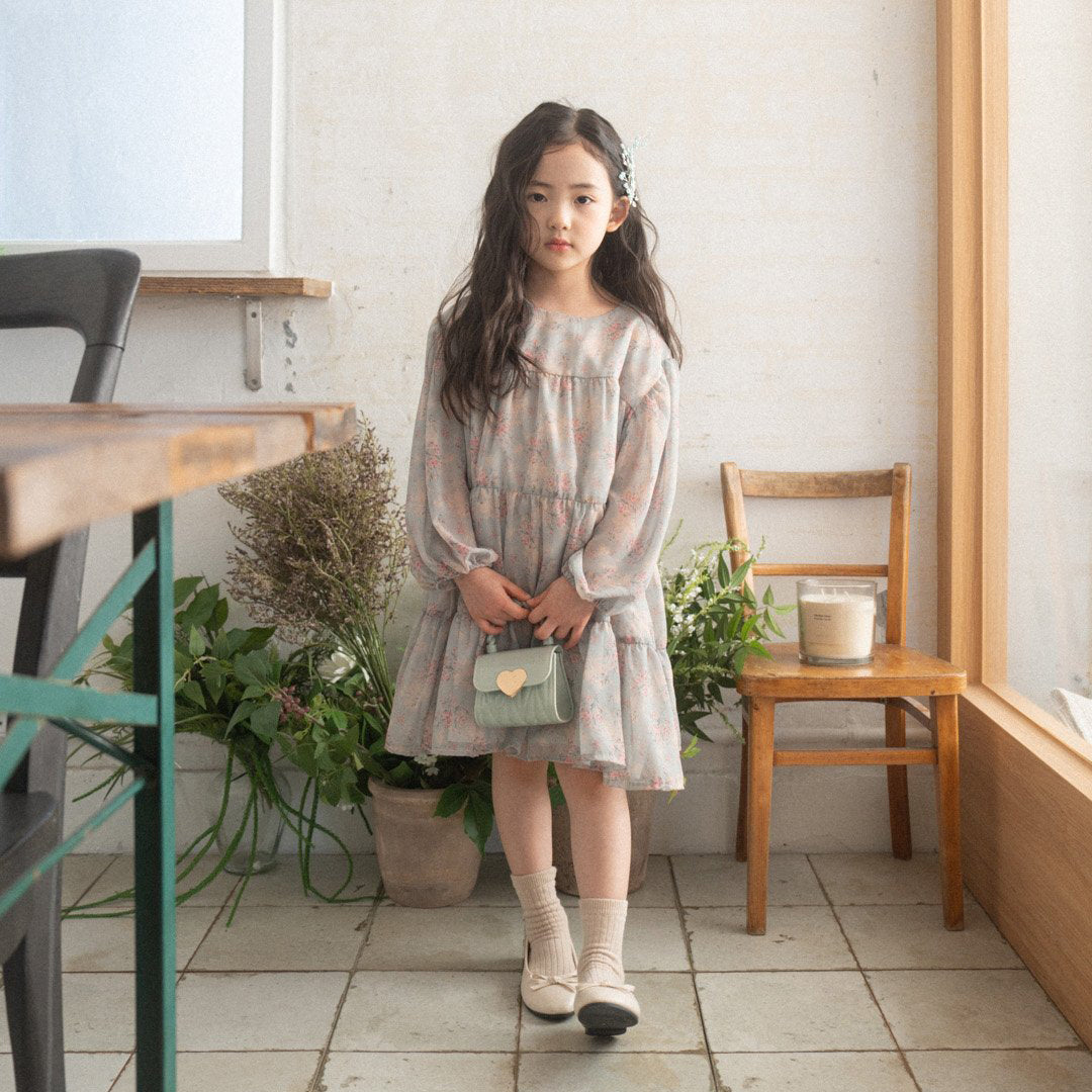 Toddler Anggo SP26 Floral Balloon Sleeve Chiffon Dess(1-6y) - 2 Colors - AT NOON STORE