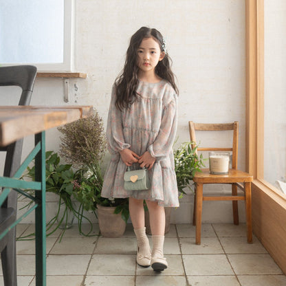 Toddler Anggo SP26 Floral Balloon Sleeve Chiffon Dess(1-6y) - 2 Colors - AT NOON STORE