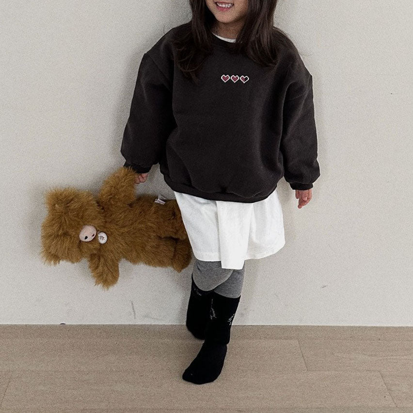 Toddler Loading Heart Embroidery Sweatshirt (2-3, 5-6y) - 3colors - AT NOON STORE