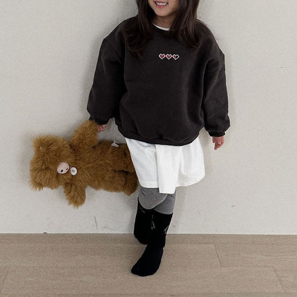 Toddler Loading Heart Embroidery Sweatshirt (2-3, 5-6y) - 3colors