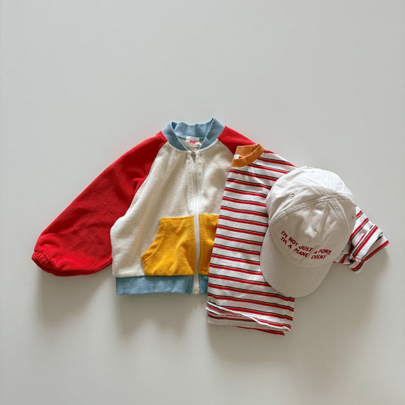 Toddler SP26 Multi Stripe Long Sleeve Loose Fit Top  (1-6y) - Red - AT NOON STORE