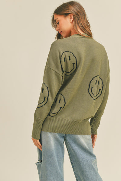 Mama Smile Sweater Top - Olive