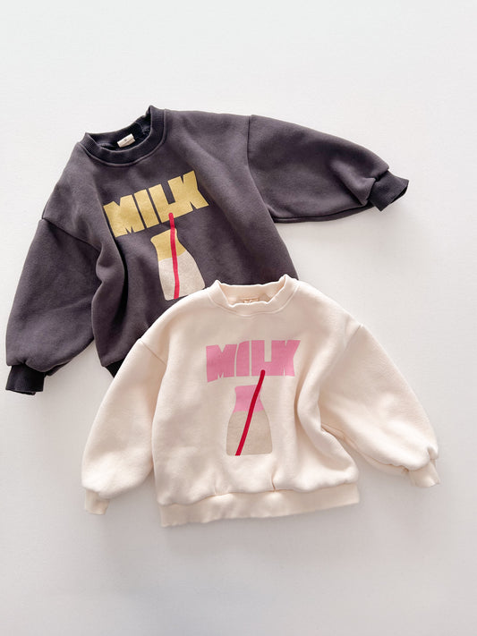 Toddler W25 Milk Print Long Sleeve Sweatshirt (3-8y) - 2 Colors
