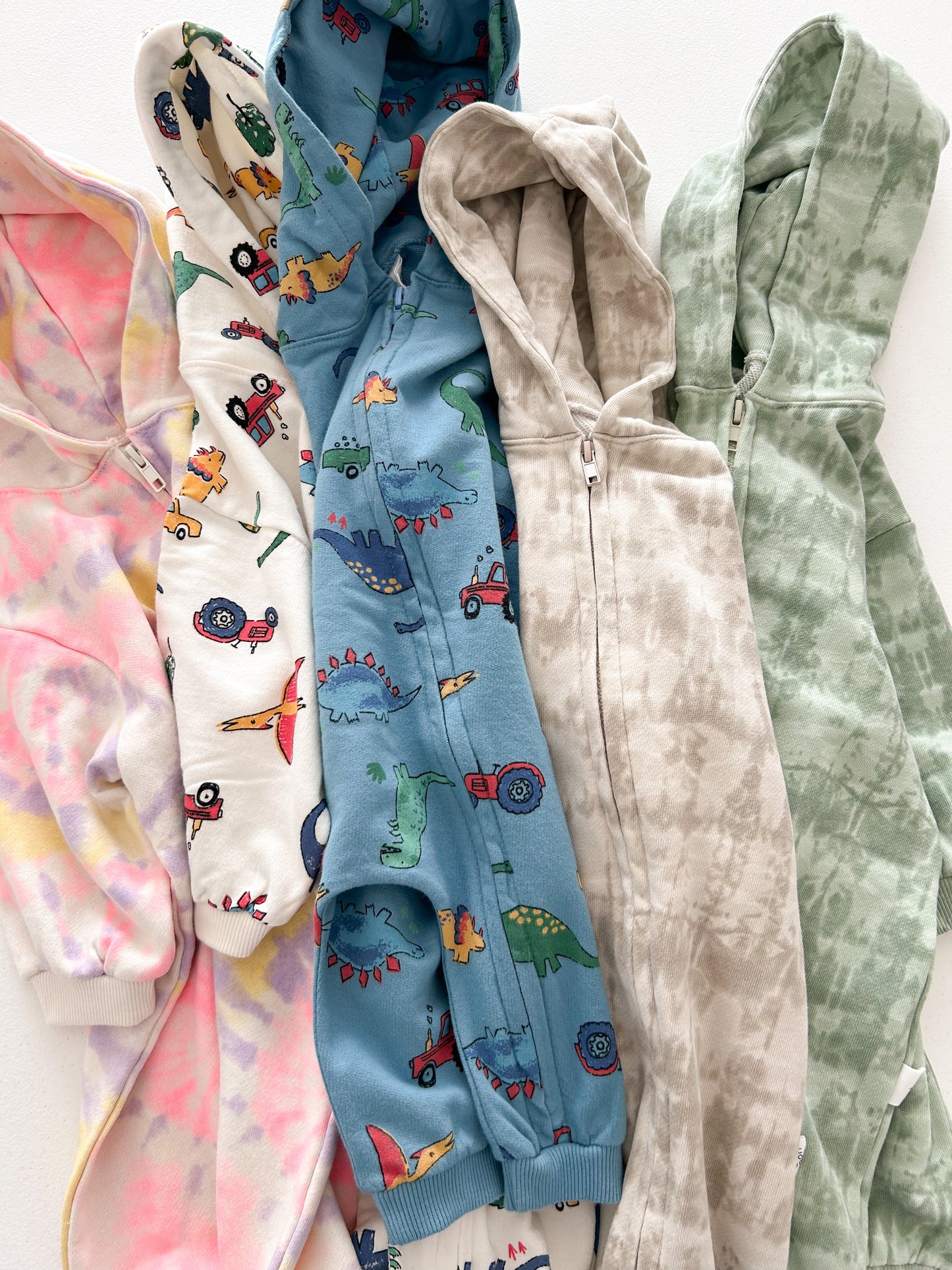 [At Noon Original] Baby Oversized Zip-Up Hoodie Jumpsuit (3m-4y)- Tie Dyed Multi - AT NOON STORE