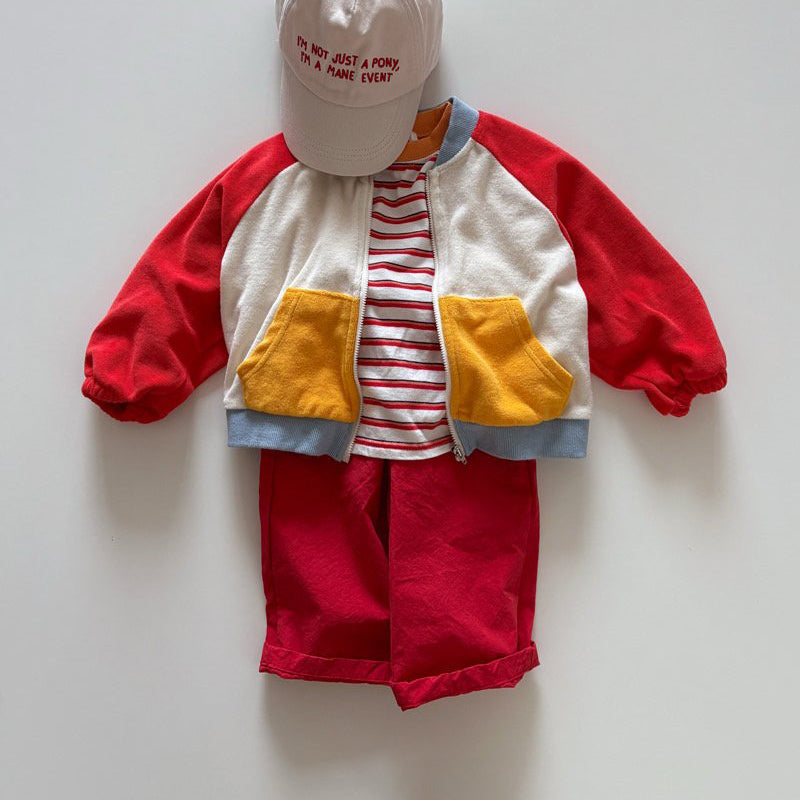 Toddler SP26 Multi Stripe Long Sleeve Loose Fit Top  (1-6y) - Red - AT NOON STORE