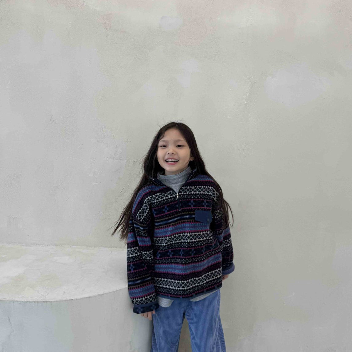 Toddler W25 Fair Isle Fleece Half Zip Mock Neck Top (3-10y) - 2 Colors