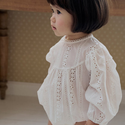 Baby Milk SP26 Eyelet Bubble Romper (3-18m) - Ivory