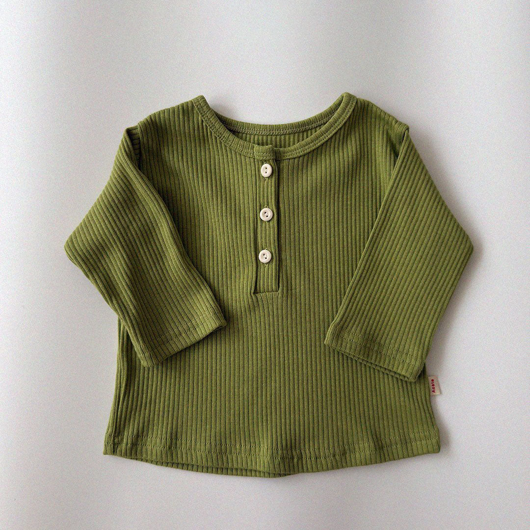 Baby/Toddler Aosta F26 RIbbed Henry Neck Long Sleeve Top (3m-5y) - 4 Colors