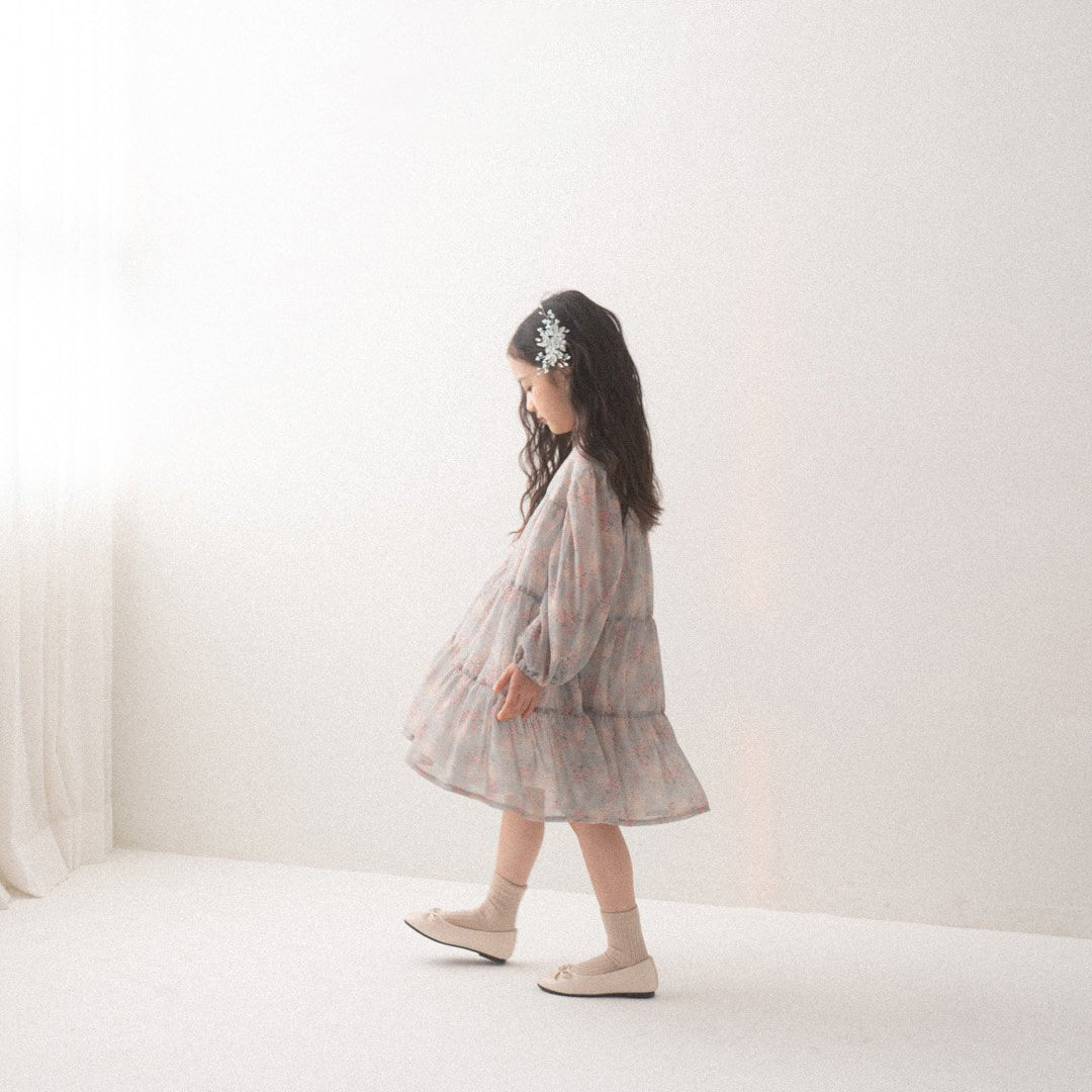 Toddler Anggo SP26 Floral Balloon Sleeve Chiffon Dess(1-6y) - 2 Colors - AT NOON STORE