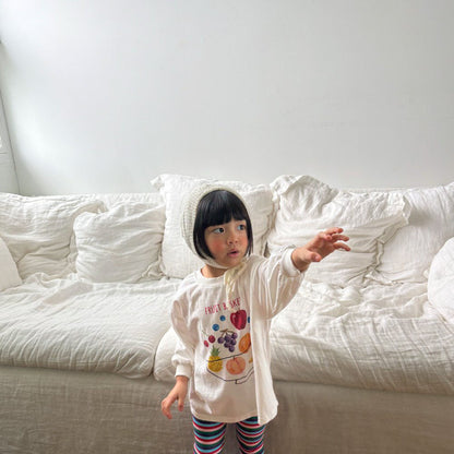 Toddler F26 FRUIT BASKET Long Sleeve Longline Top (1-6y) - Ivory