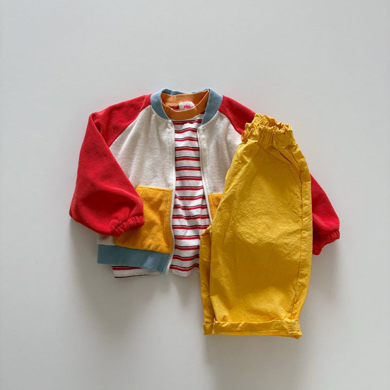 Toddler SP26 Multi Stripe Long Sleeve Loose Fit Top  (1-6y) - Red - AT NOON STORE