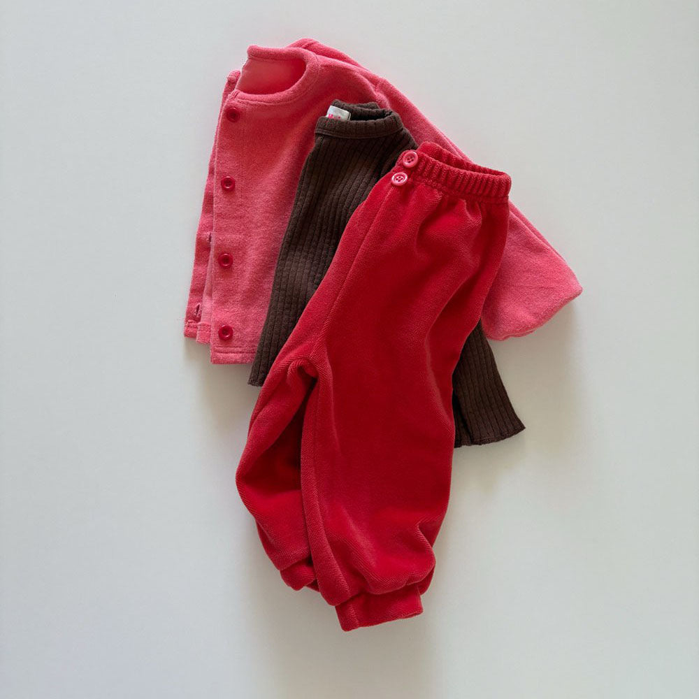 Toddler F26 Button Front Velour Jogger Pants  (1-6y) - 4 Colors