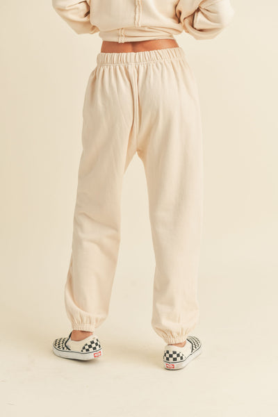 Mama French Terry Smile Print Sweatpants - Beige