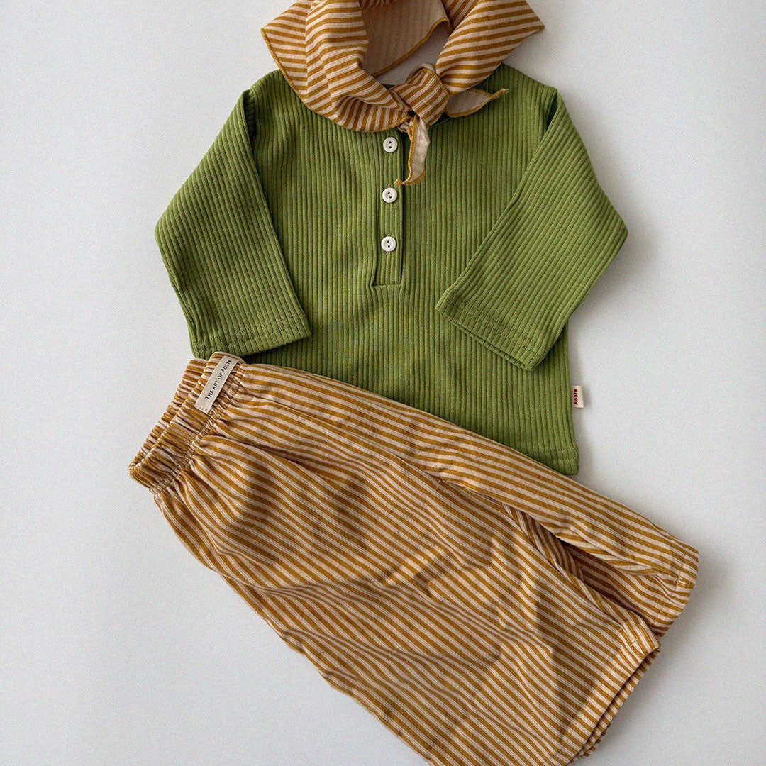 Baby/Toddler Aosta F26 RIbbed Henry Neck Long Sleeve Top (3m-5y) - 4 Colors