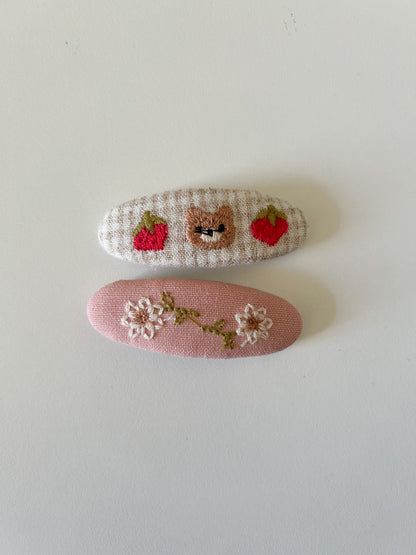 Girls Embroidery Hair Clips (2pk) - 4 Colors - AT NOON STORE